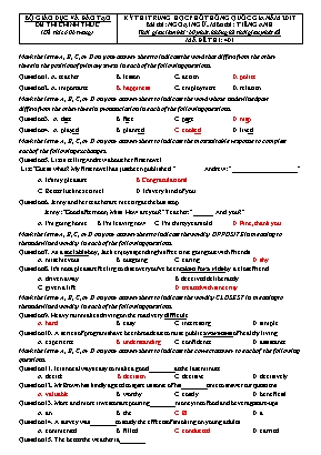 Đề thi Trung học Phổ thông Quốc gia môn Tiếng Anh năm 2017 - Mã đề 401 (Có đáp án)